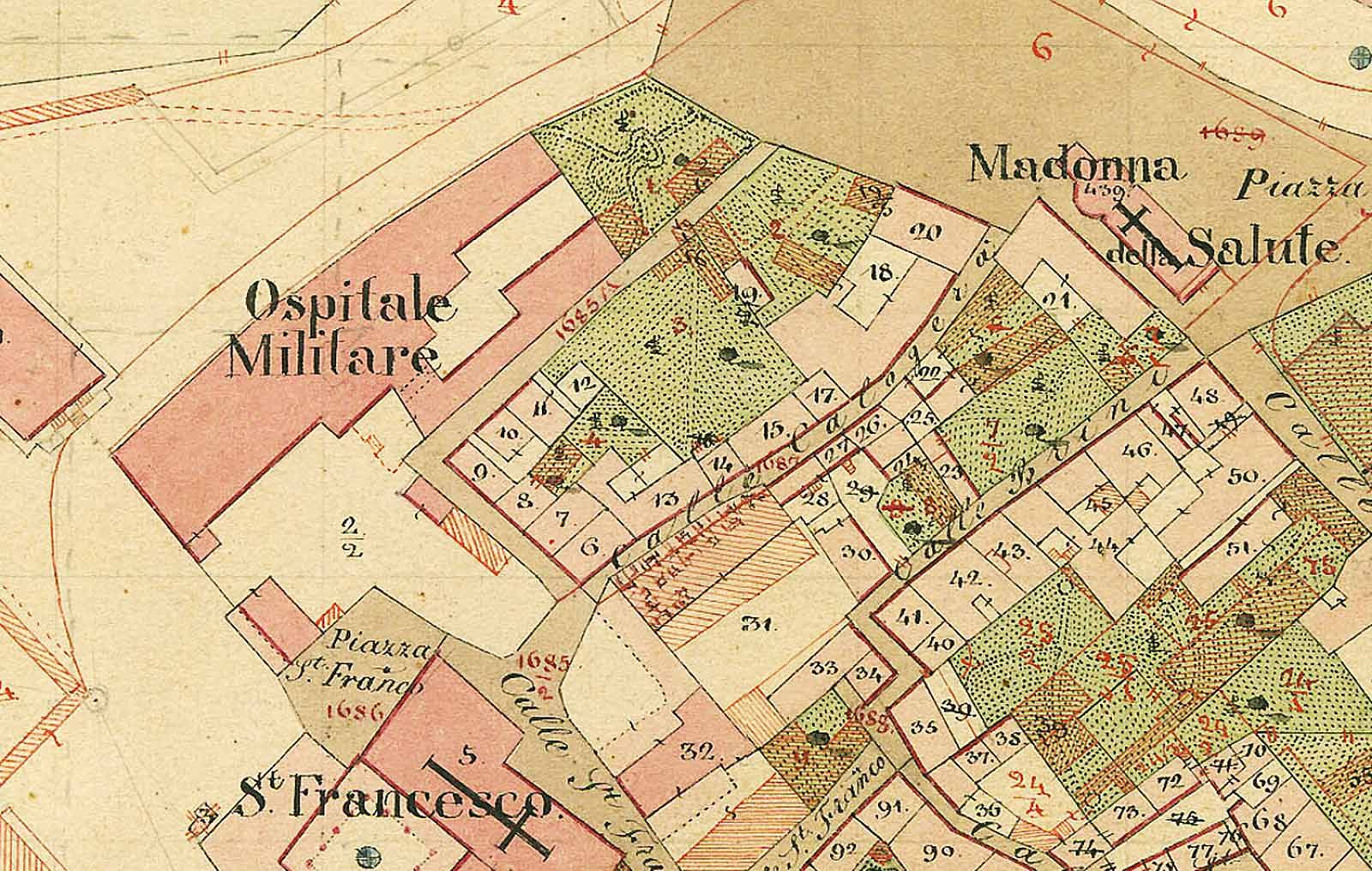 The monastery complex on a cadastral map